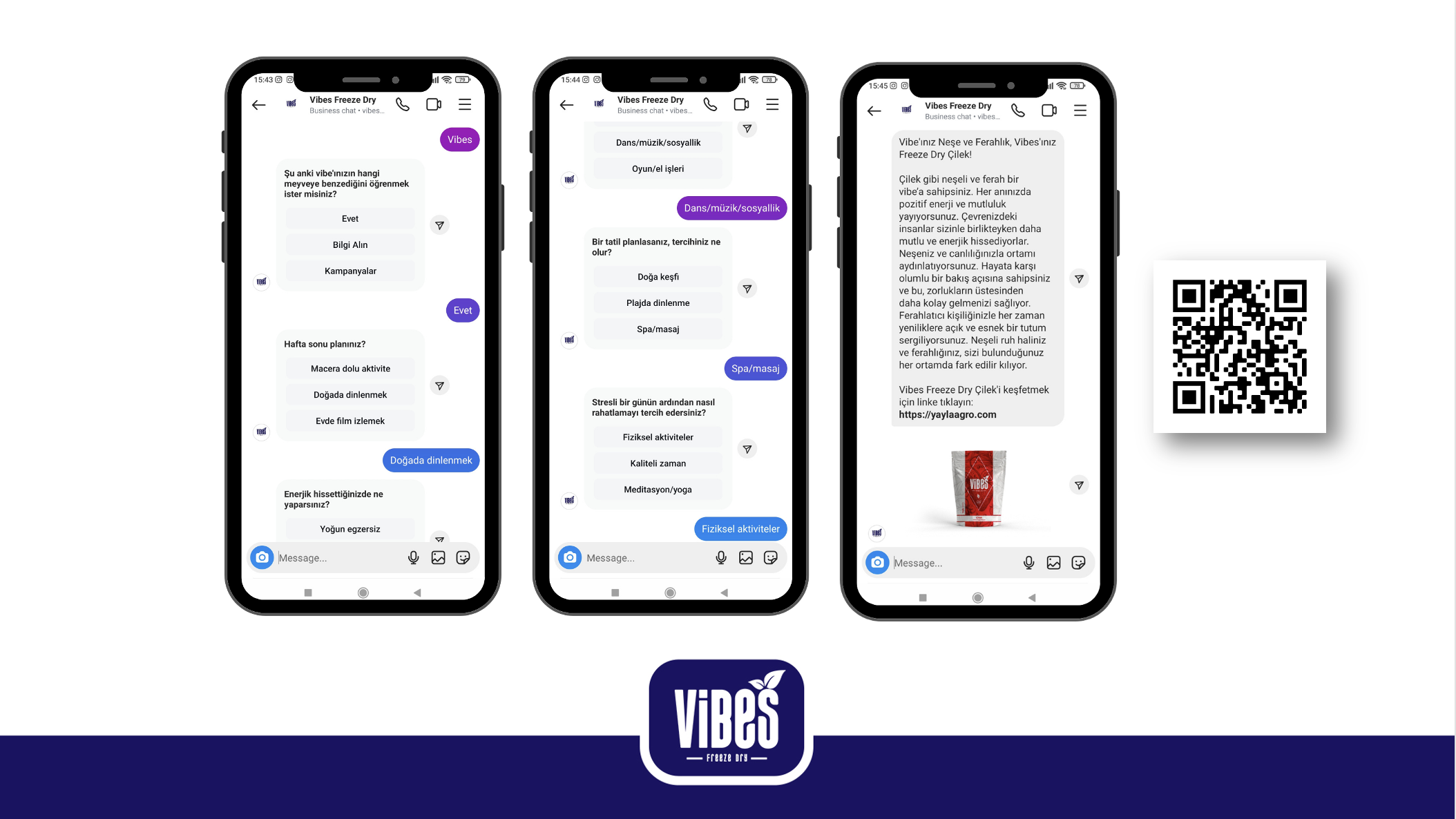 The conversation on a phone and the QR entry point